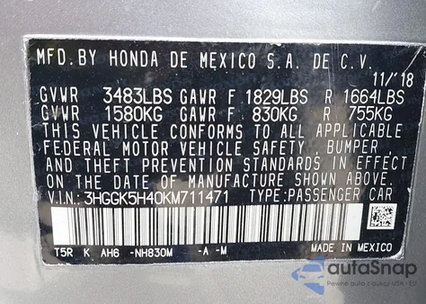 2019 Honda Fit Lx from USA, damaged, VIN 3HGGK5H40KM711471